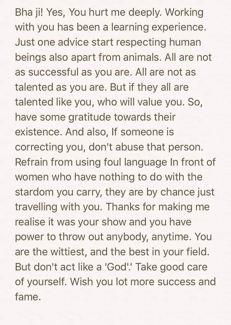 You hurt me deeply. Working with you has been a learning experience. Advice, start respecting humans. You hurt me deeply. Working with you has been a learning experience. Advice, start respecting humans.
